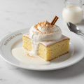Torta tres leches con crema batida y canela